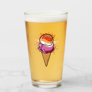 Cute Lesbian Sapphic LGBT Pride Flag Ice Cream Glass