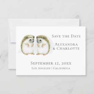 Cute Lesbian Wedding Hedgehog Couple Save The Date
