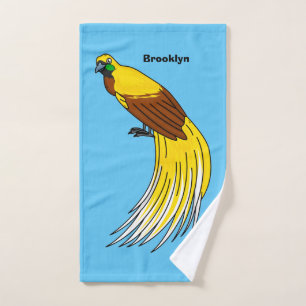 Cute lesser bird of paradise illustration bath towel set