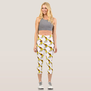 Cute lesser bird of paradise illustration capri leggings