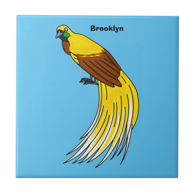 Cute lesser bird of paradise illustration ceramic tile (Front)