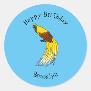 Cute lesser bird of paradise illustration classic round sticker