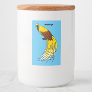 Cute lesser bird of paradise illustration food label