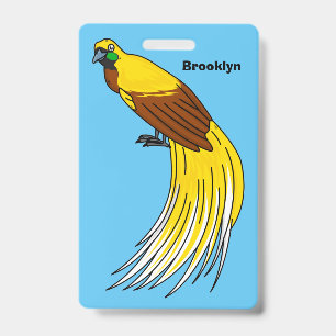 Cute lesser bird of paradise illustration ID badge