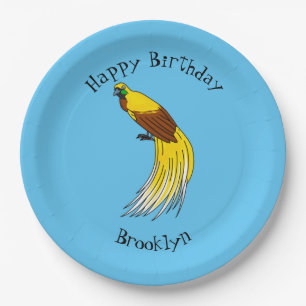 Cute lesser bird of paradise illustration paper plate