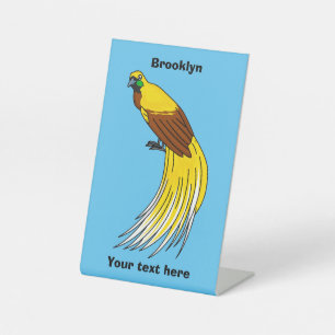 Cute lesser bird of paradise illustration pedestal sign