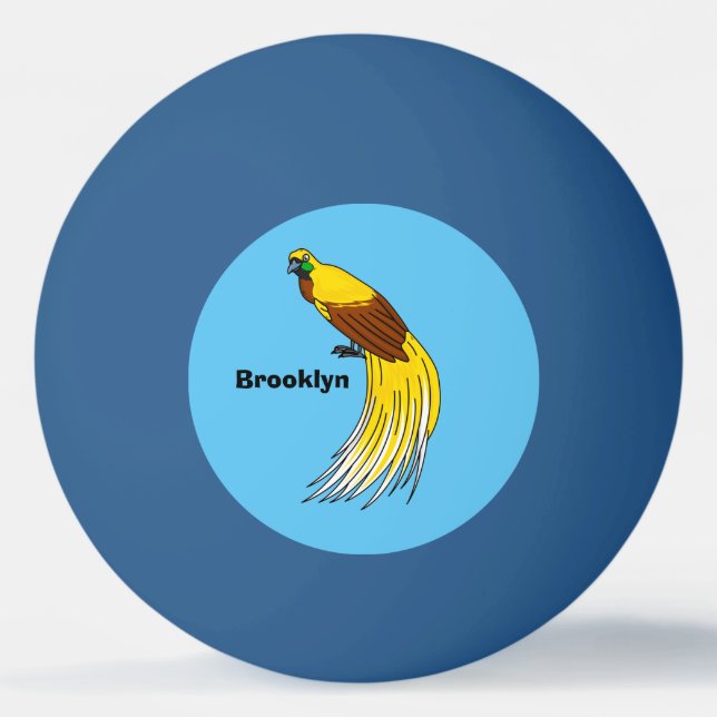 Cute lesser bird of paradise illustration ping pong ball (Front)
