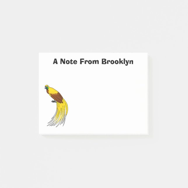 Cute lesser bird of paradise illustration post-it notes (Front)