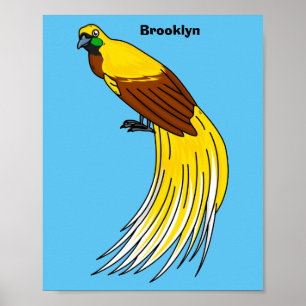 Cute lesser bird of paradise illustration poster