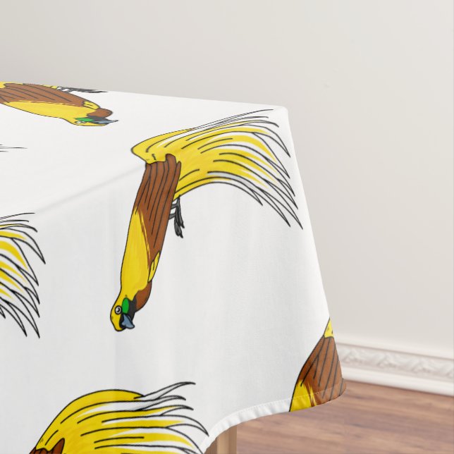 Cute lesser bird of paradise illustration tablecloth (In Situ)
