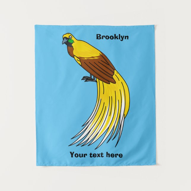 Cute lesser bird of paradise illustration tapestry (Front)