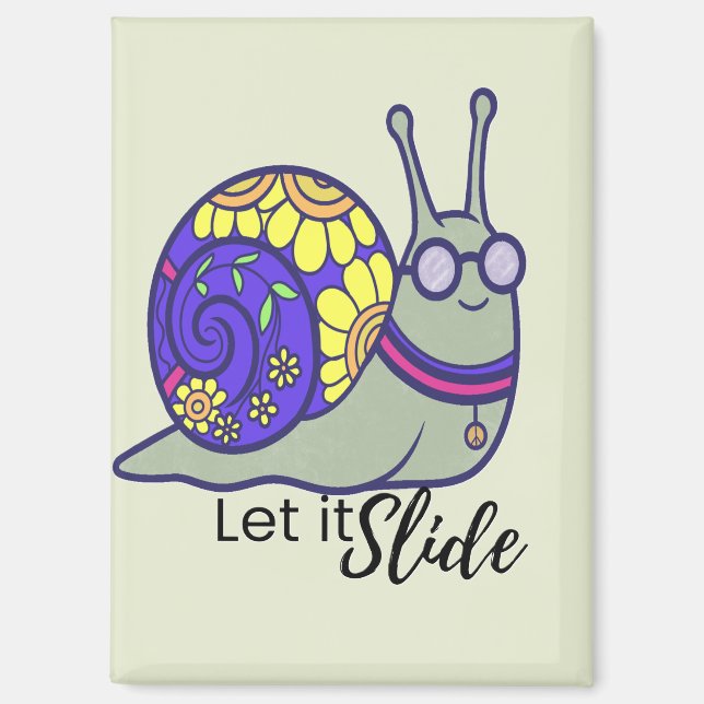 Cute Let It Slide Snail Magnet – Whimsical Dishwas (Front)