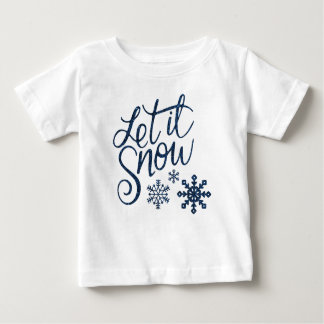 Cute Let it Snow Christmas with Blue Snowflakes Baby T-Shirt