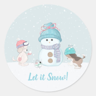 Cute Let it Snow Classic Round Sticker