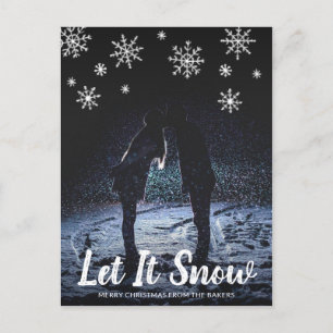 Cute Let It Snow Snowflakes Photo Christmas Holiday Postcard