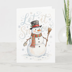 Cute Let It Snow Snowman Holiday Card
