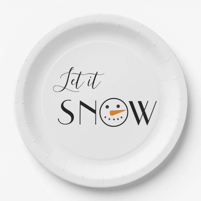 Cute Let it Snow Snowman Paper Plate (Front)