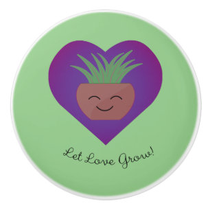Cute Let Love Grow Aloe Ceramic Knob