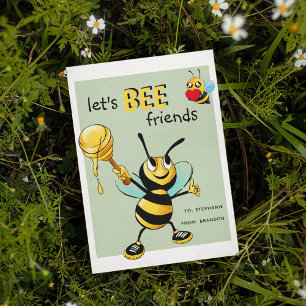 Cute 'Lets BEE Friends' Classroom Valentine Holiday Postcard