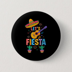Cute let's fiesta cactus guitar mexican party cinc 6 cm round badge