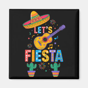 Cute Lets Fiesta Cactus Guitar Mexican Party Cinco Magnet