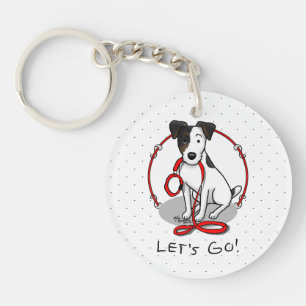 Cute Let's Go! Jack Russell Terrier (tri-colour 1) Key Ring