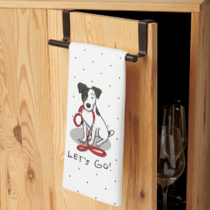 Cute Let's Go! Jack Russell Terrier (tri-colour 1) Tea Towel