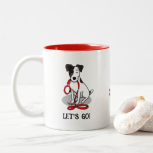 Cute Let's Go! Jack Russell Terrier (tri-colour 1) Two-Tone Coffee Mug