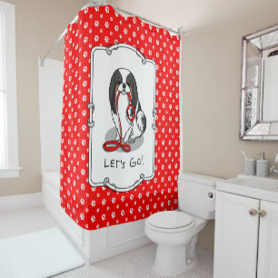 Cute Let's Go! Japanese Chin Dog (tri-color 1) Shower Curtain