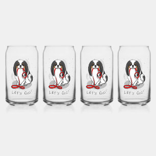 Cute Let's Go! Japanese Chin Dog (tri-colour 1) Can Glass