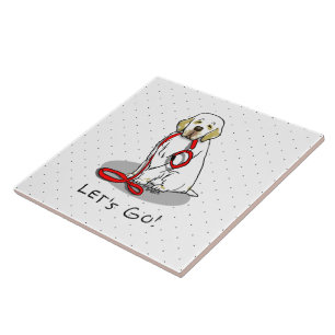 Cute Let's Go! Walk Clumber Spaniel Dog (lemon 1) Ceramic Tile