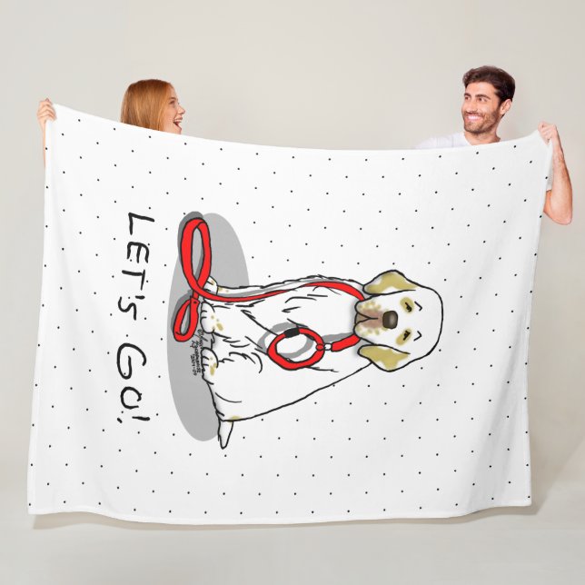 Cute Let's Go! Walk Clumber Spaniel Dog (lemon 1) Fleece Blanket (In Situ)