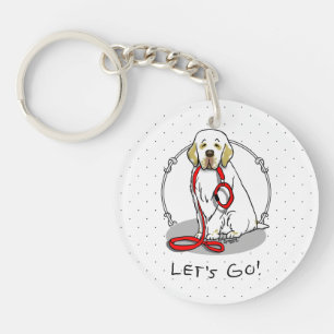Cute Let's Go! Walk Clumber Spaniel Dog (lemon 1) Key Ring