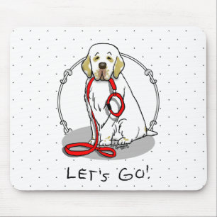 Cute Let's Go! Walk Clumber Spaniel Dog (lemon 1) Mouse Pad