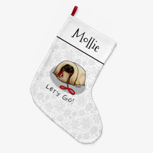 Cute Let's Go! Walk Pekingese Dog (brown masked) Large Christmas Stocking