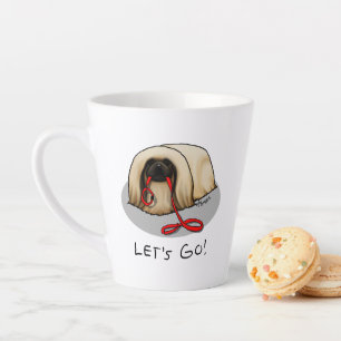 Cute Let's Go! Walk Pekingese Dog (brown masked) Latte Mug