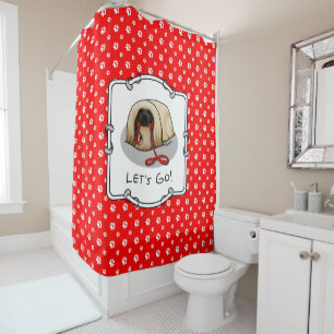 Cute Let's Go! Walk Pekingese Dog (brown masked) Shower Curtain