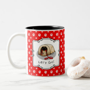 Cute Let's Go! Walk Pekingese Dog (brown masked) Two-Tone Coffee Mug