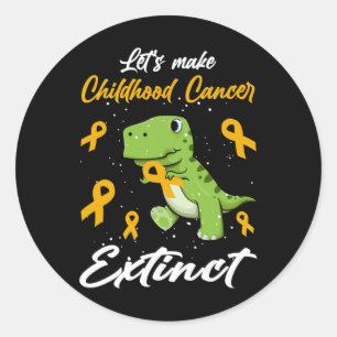 Cute Let's Make Childhood Cancer Extinct T Rex Awa Classic Round Sticker