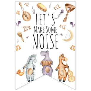 Cute Lets Make Some Noise African Animals Birthday Bunting