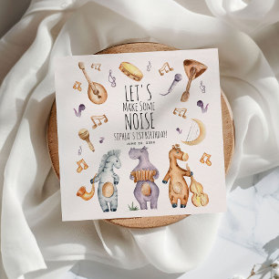 Cute Lets Make Some Noise African Animals Birthday Napkin