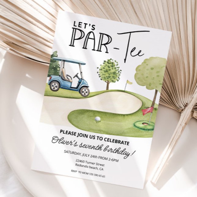Cute Let's Par-Tee Golf Birthday party, any age Invitation (Golf birthday invitation, Let's par-tee, any age, watercolor illustrations)