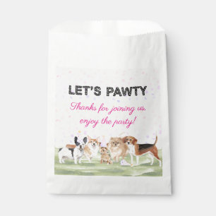 Cute Let's Pawty Pink Custom Dog Birthday Party Favour Bag