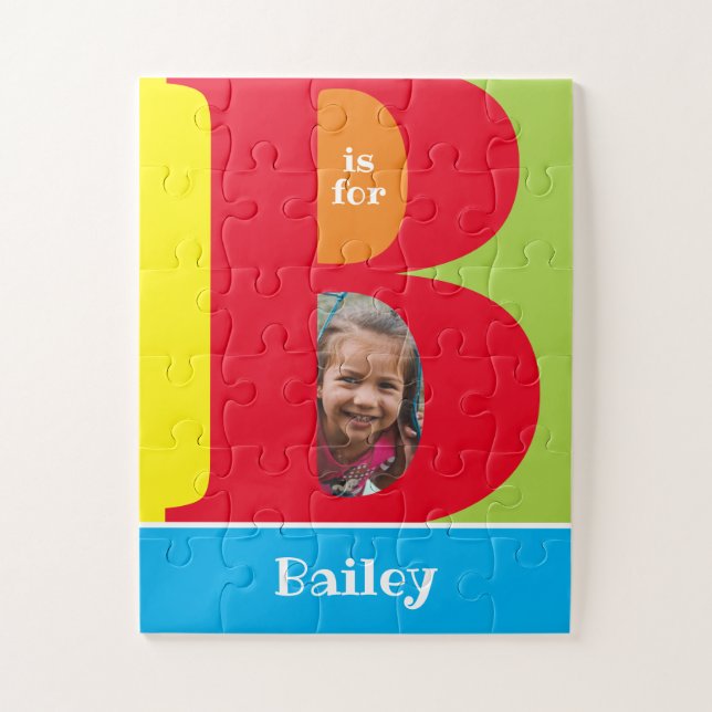Cute Letter B Kids Photo and Name Jigsaw Puzzle (Vertical)