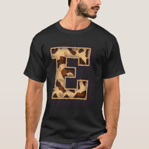 Cute Letter E Initial Name Leopard Cheetah Animal  T-Shirt