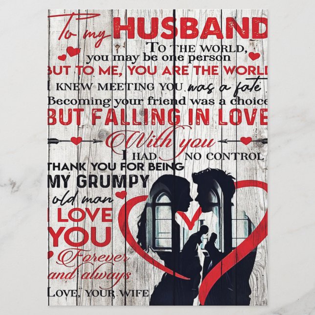 Cute Letter for Husband | To My Husband Present Menu (Front)
