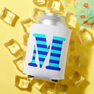 CUTE LETTER M, BLUE CAN COOLER
