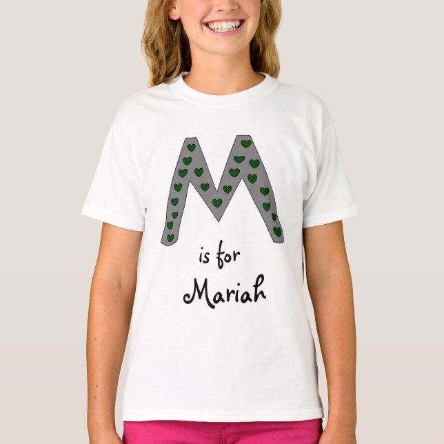 Cute Letter M Design Personalised Girls Name T-Shirt (Front)
