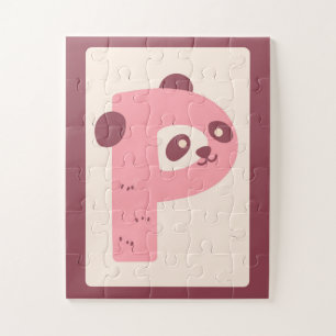 Cute Letter "P" Panda Alphabet Art Print Jigsaw Puzzle