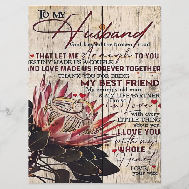 Cute Letter To Husband | Cool Design Gift | Menu (Front)
